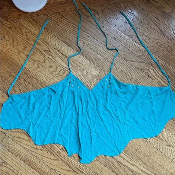 VTG Frederick’s of Hollywood teal studded skirt set - Picture 2 of 4